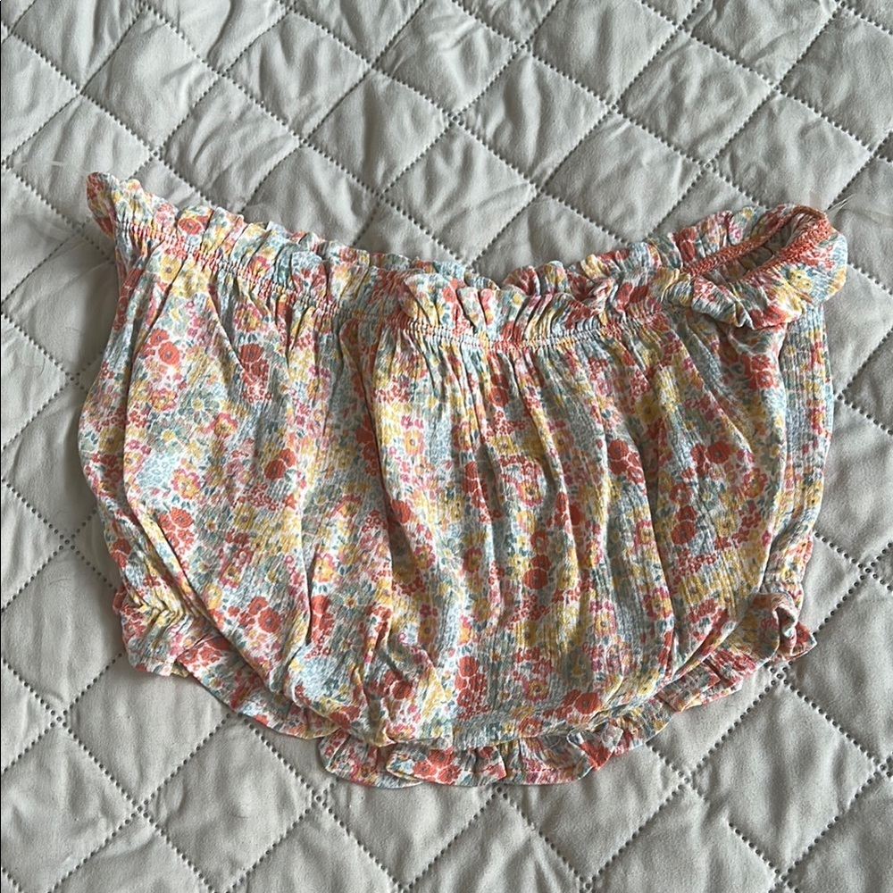 Vici Floral Strapless Crop Top - Picture 1 of 4